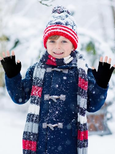 Geyoga 3er Pack Fingerlose Handschuhe mit Klappe Damen Winter Halbfinger Fäustlinge Handschuhe für Kinder