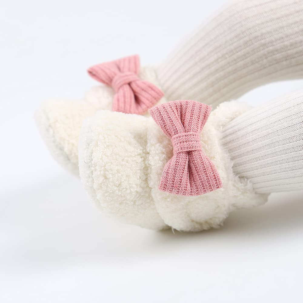 Sehfupoye Toddler Baby Boys Girls Cotton Booties Shoes Striped Soft Sole Newborn First Hiking Shoes Warm Fleece Boots 0-18M