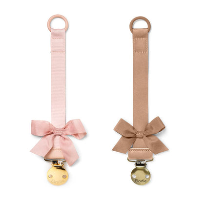 Elodie Details Schnullerkette 2er Pack, aus Stoff und Edelstahl Clip, für Baby Junge und Mädchen, Universal Silikonring, Passend für Alle Schnuller - Powder Pink/Soft Terracotta, Rosa
