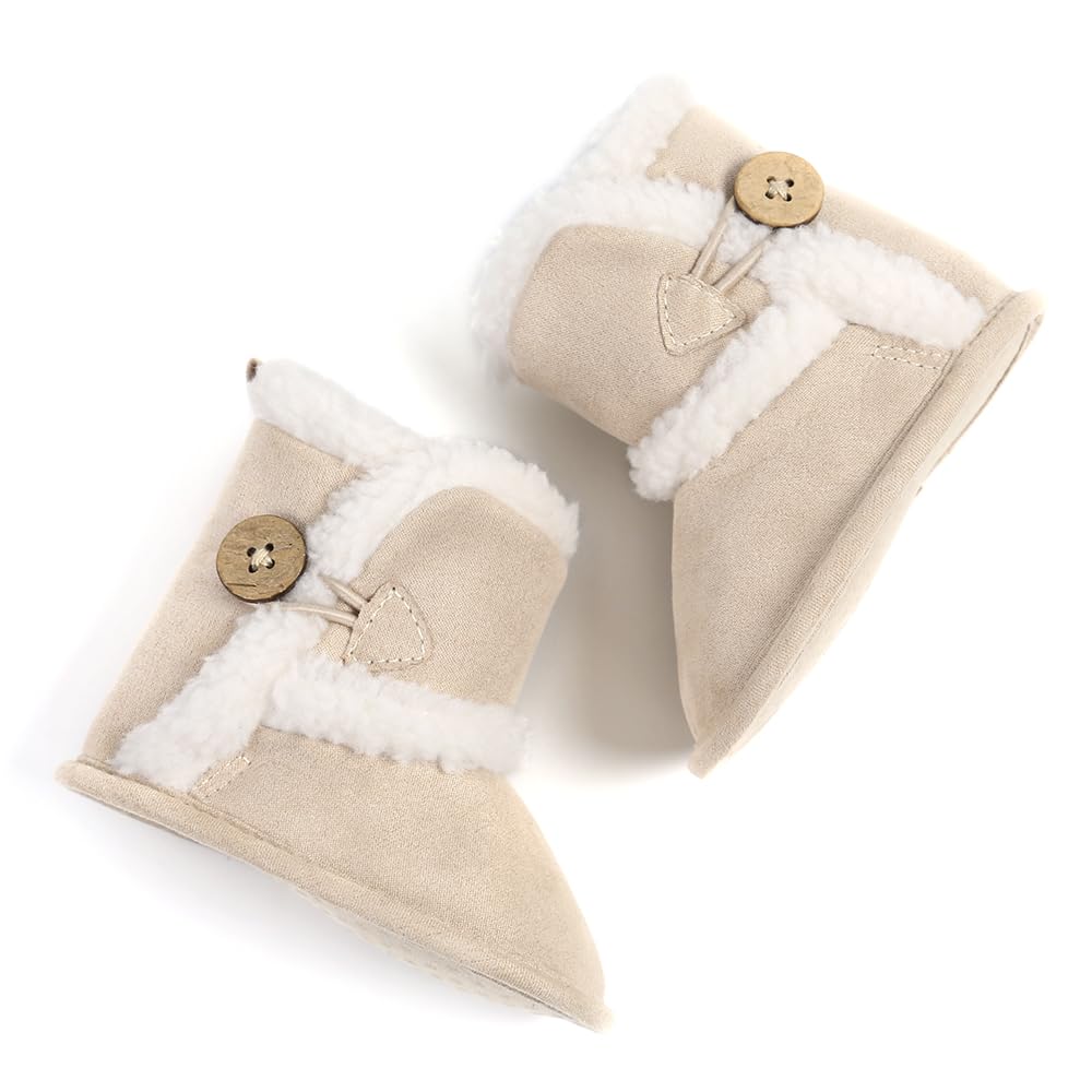 Baby Winter Warm Snow Boots Newborn Baby Girls Boys Soft Sole Buttons Fleece Boots Infant Toddler First Walker Shoes