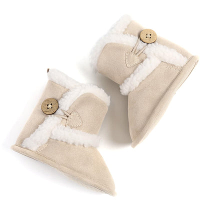 Baby Winter Warm Snow Boots Newborn Baby Girls Boys Soft Sole Buttons Fleece Boots Infant Toddler First Walker Shoes