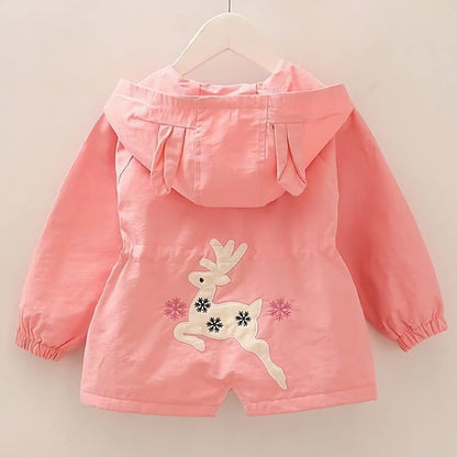 Amur Leopard Kids Girls Transition Jacket Windproof Coat Outdoor Windbreaker with Hood for Spring and Autumn 