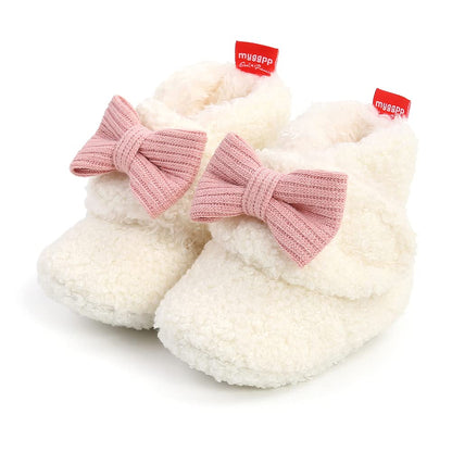 Sehfupoye Toddler Baby Boys Girls Cotton Booties Shoes Striped Soft Sole Newborn First Hiking Shoes Warm Fleece Boots 0-18M