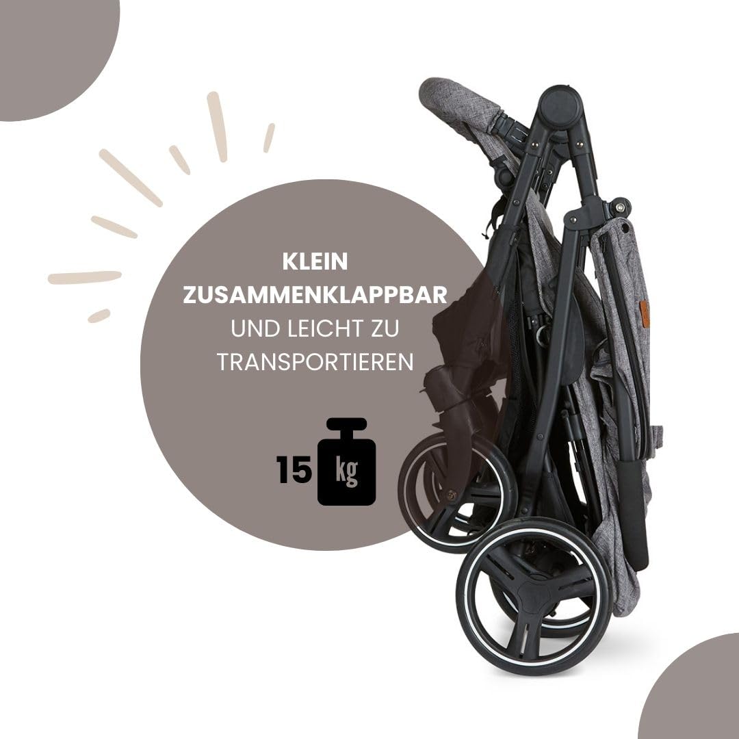 ABC Design Zwillingsbuggy Twin Circle - leichter und wendiger Kinderwagen für Zwillinge mit Liegefunktion, klein zusammenklappbarer Geschwisterwagen - Woven Graphite