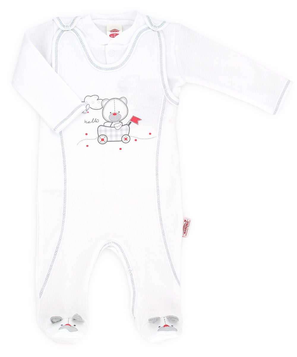 Makoma Baby Erstausstattung Strampler-Set mit Langarmshirt für Säuglinge & Neugeborene Jungen und Mädchen (50 – 74)