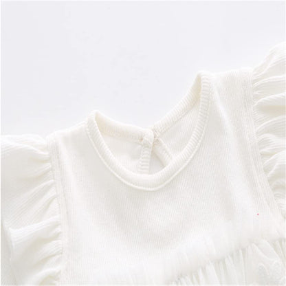 Kleinkind Baby Mädchen Kleidung Set Langarm Rüschen Gänseblümchen Gedruckt Tüll Tutu Rock Ein Stück Strampler Kleid Herbst Outfit