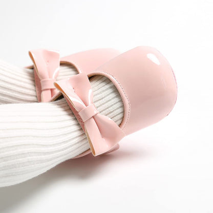 MASOCIO Babyschuhe für Mädchen mit Schleife – Rutschfeste Party Ballet Flats für Kleinkinder