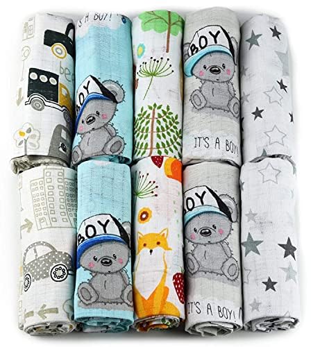 FENSILO - Mulltücher - Mullwindeln - 10er Pack 70x80 cm - Stoffwindeln, Made IN EU, schadstoffgeprüft - Spucktücher Set für Mädchen – Baby Mullwindeln- Rosa - Oeko-TEX Zertifiziert