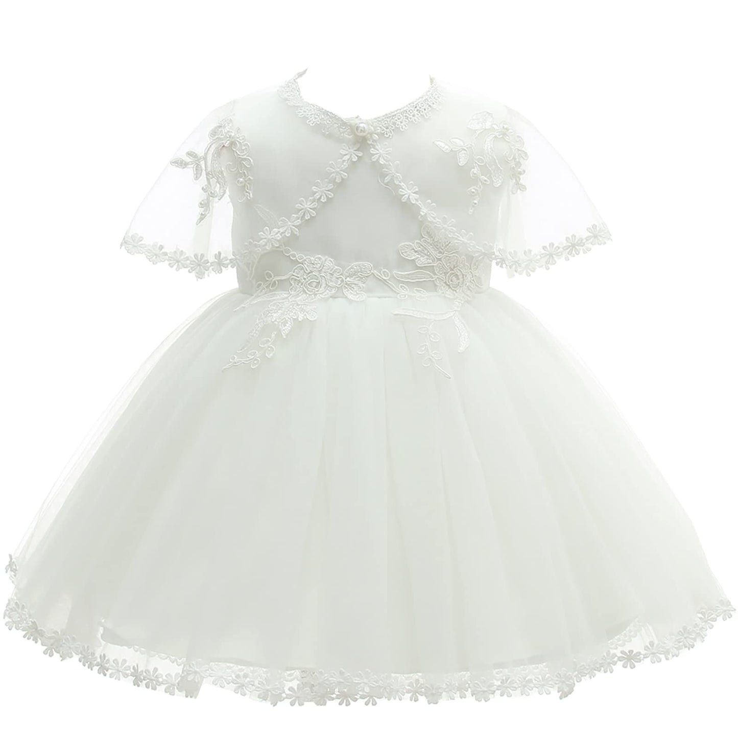 Baby Mädchen Weiße Taufe Kleid mit Kapuze Neugeborene Taufe Kleid Spitze Kleid für Hochzeit Geburtstag