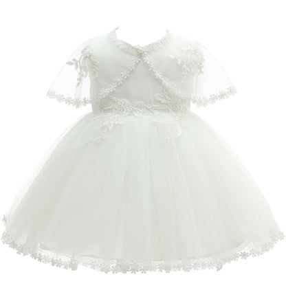 Baby Mädchen Weiße Taufe Kleid mit Kapuze Neugeborene Taufe Kleid Spitze Kleid für Hochzeit Geburtstag