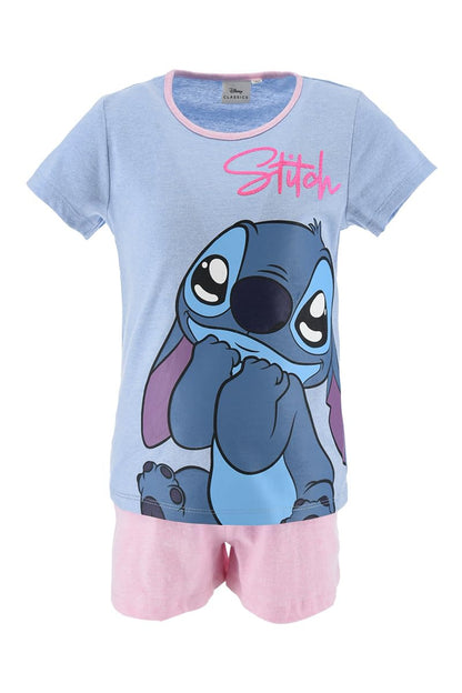 Disney Stitch Pyjamas für Mädchen, Stitch Design 2-Teiliges T-Shirt und Shorts-Set für Mädchen, Geschenk für Mädchen, Größen 6 bis 12 Jahre