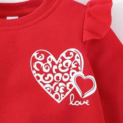 Balkorith Girls' Heart Pullover Cotton Children's Valentine's Day Sweatshirt Crew Neck Long Sleeve Winter Clothing Tops 2-7 Years