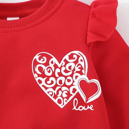 Mädchen Herz Pullover Baumwolle Kinder Valentinstag Sweatshirt Crew Neck Langarm Winter Kleidung Tops 2-7 Jahre