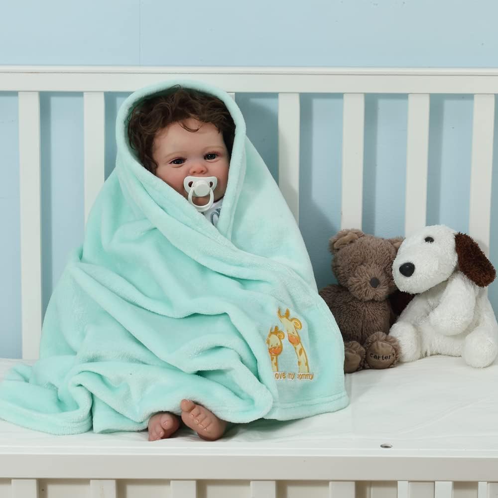 CREVENT Kleine Flauschige warme Baby-Überwurfdecke für Jungen, Kleinkinder, Kinderbett, Kinderwagen, 75 cm x 100 cm, graue Wolke