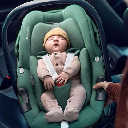 Maxi-Cosi Pebble 360 i-Size Babyschale Drehbar, Neugeborenen Autositz 360 Grad, 0–15 Monate (40–83 cm), Drehung mit einer, ClimaFlow, Easy-In-Gurt, G-CELL Seitenaufprallschutz, Essential Green