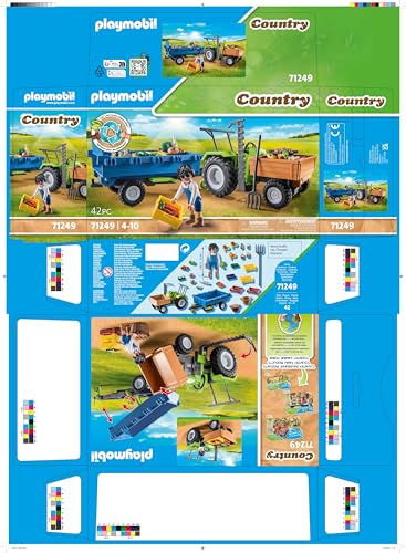 PLAYMOBIL Country 71442 Traktor mit Anhänger und Wassertank, frische Ernte auf dem Bauernhof, spielerisches Lernen über die Umwelt, nachhaltiges Spielzeug für Kinder ab 4 Jahren