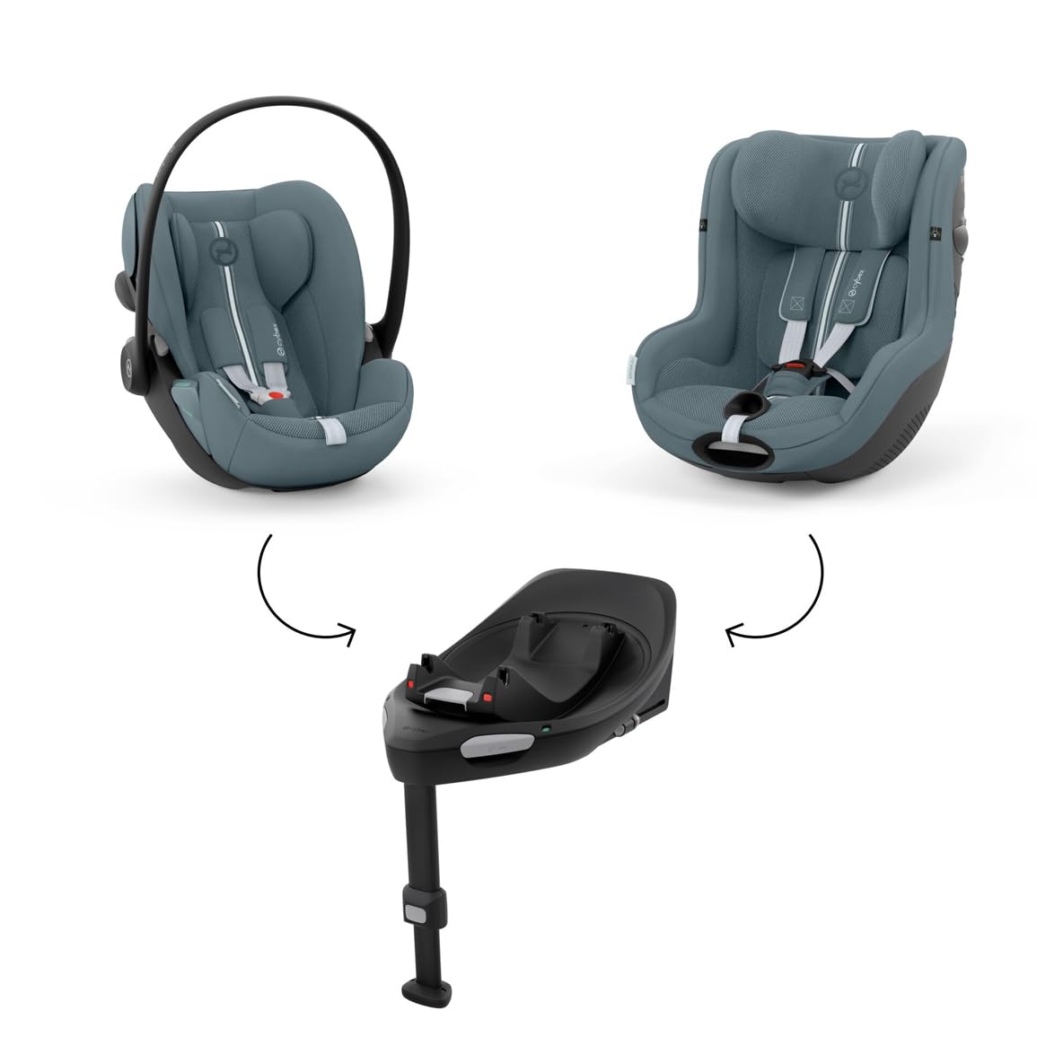 CYBEX Gold Babyschale Cloud G i-Size Comfort, Inkl. Neugeboreneneinlage, Ab Geburt bis ca. 24 Monate, Für Kinder ab 40 cm bis 87 cm, Max. 13 kg, Moon Black - Meloni2