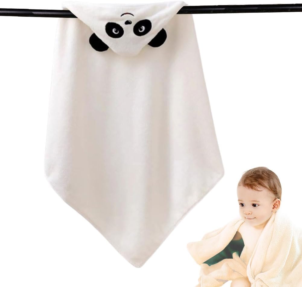 TMRBBesty Baby Bath Towels, Hooded Towel Children, Baby Towels Hood, Hooded Towel, Baby Bath Towel with Hood, Suitable for Children Aged 0-3, Panda Pattern, 80 x 80 cm