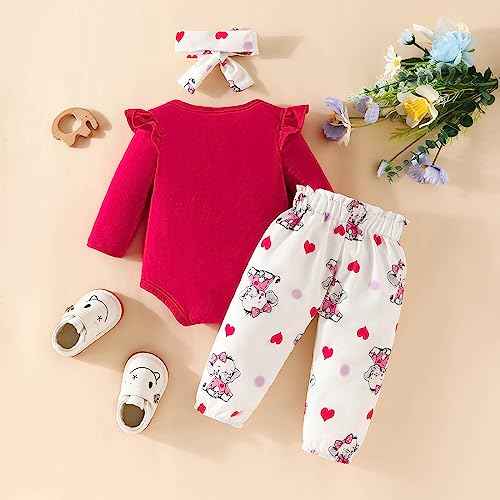 Toddler Girls Long Sleeve Cartoon Prints Romper Body Trousers Headbands Outfits Baby Clothing 6 Months Boy Baby Things For Girls