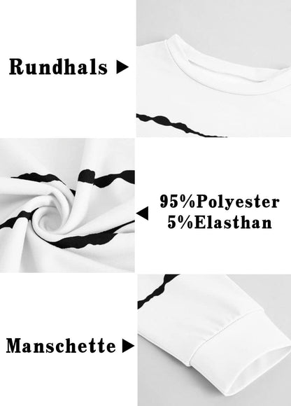 Haloumoning Sweatshirt Mädchen Streifen Rundhalsausschnitt Kinder Pullover Casual Langarm Tops