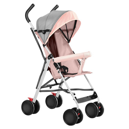 Buggy für Babys, ultraleicht, kompakt, faltbar und neigbar, von Geburt bis 25 kg, mit Trolley-System, Regenschutz inklusive, ausziehbarer Haube, C-schwarz