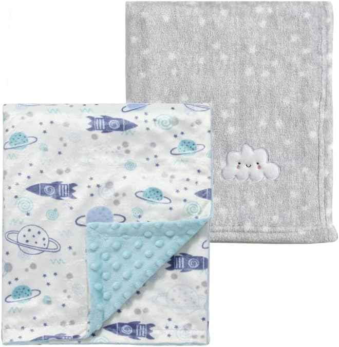 CREVENT Kleine Flauschige warme Baby-Überwurfdecke für Jungen, Kleinkinder, Kinderbett, Kinderwagen, 75 cm x 100 cm, graue Wolke