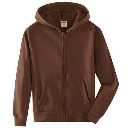 Spring&Gege Jungen Hoodie Sweatjacke Basic Einfarbig Baumwoll Kapuzenjacke für Kinder（3-12 Jahre）