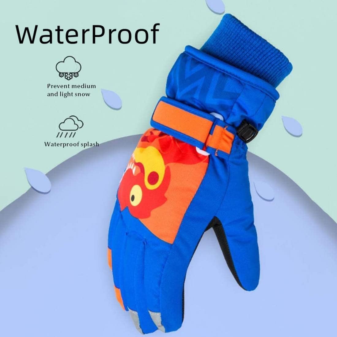 FAYHIJUN Children's Winter Snow Gloves Ski Gloves for 1-13 Years Girls Boys PU Palm Waterproof Windproof Warm Fleece Winter Gloves Cycling Gloves