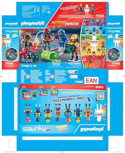 PLAYMOBIL Action Heroes 71464 Fire Boat with Aqua Scooter, Exciting Water Rescue, Includes Diving Goggles, Flippers and Life Jacket, Realistic Toy for Children from 4 Years