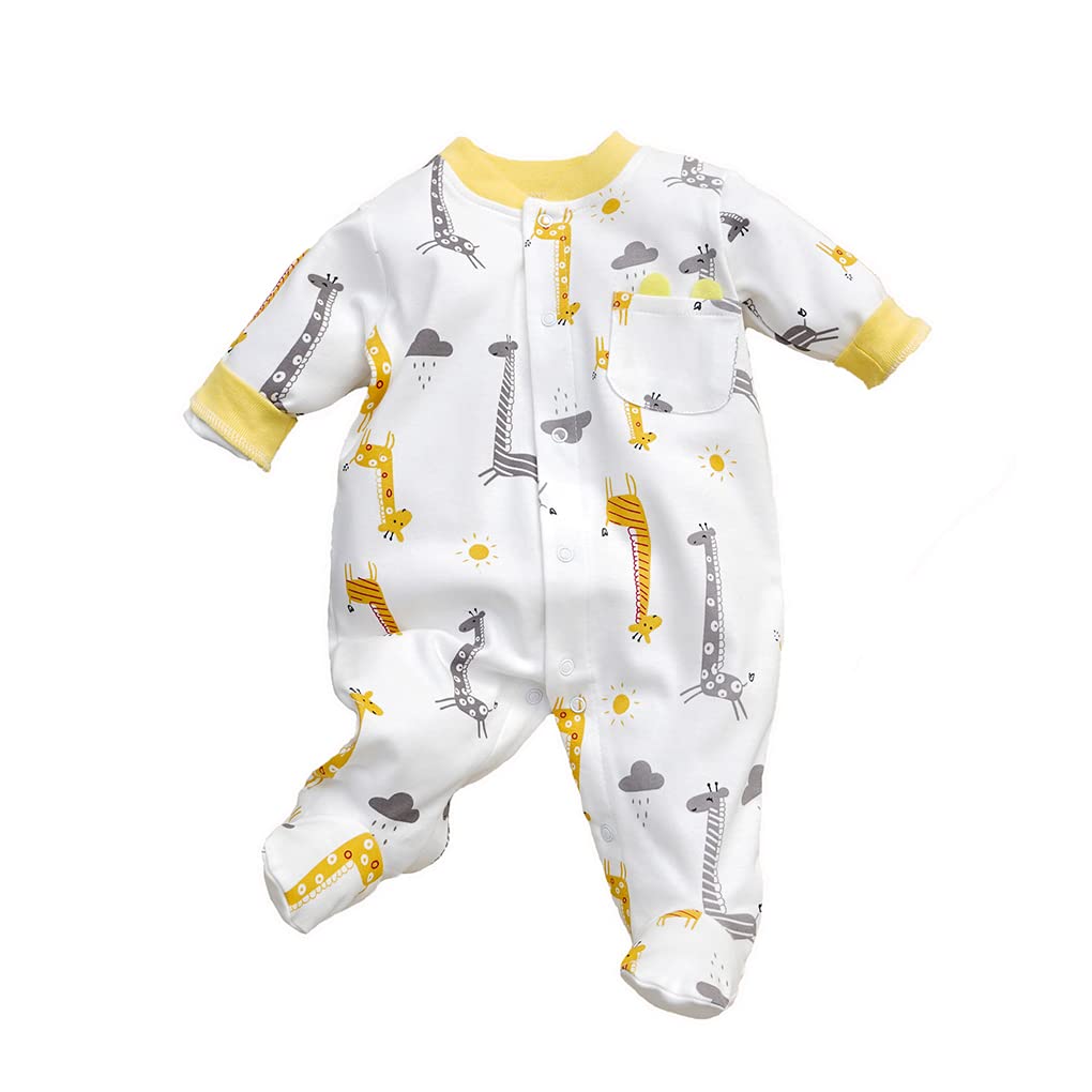 KIDDLETOWN Baby Pyjamas Newborn Baby Girls 0-3 Months Organic Cotton Long Sleeve Popper Frog Cartoon