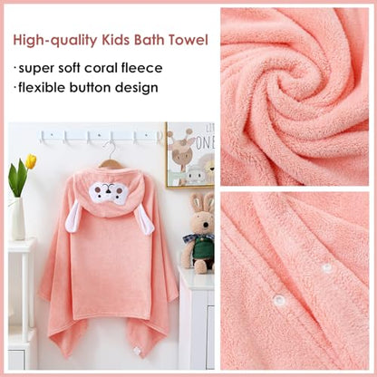 decalsweet Bath Towels for Kids, Large Softness and Absorbent Hooded Baby Bath Towel, Coral Fleece Children's Towel for Bathrobe Boys and Girls, 70 x 140 cm (Blue Elephant) 