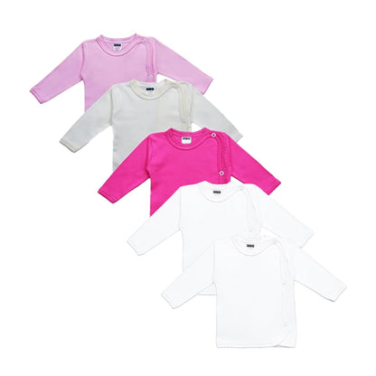 MEA BABY Unisex Baby Wrap Shirt Wrap Jacket Long Sleeve 100% Cotton Pack of 5 Wrap Shirt for Girls Wrap Shirt for Boys