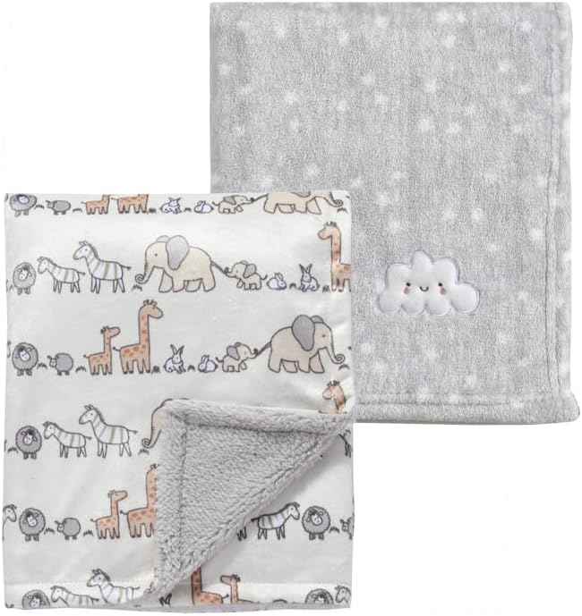 CREVENT Kleine Flauschige warme Baby-Überwurfdecke für Jungen, Kleinkinder, Kinderbett, Kinderwagen, 75 cm x 100 cm, graue Wolke