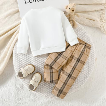 Kleinkind Baby Jungen Outfit Farbblock Brief Druck Sweatshirt Top + Einfache Hose Baby Herbst Frühling 2-teilige Kleidung Set