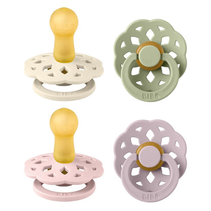 BIBS Boheme Schnuller 4er-Pack. BPA-frei, Kirschform Nippel. Naturkautschuk/Latex, Hergestellt in Dänemark. Größe 1/2, (0-6 Monate/6-18 Monate), (4er Pack), Vanilla Mix - Meloni2