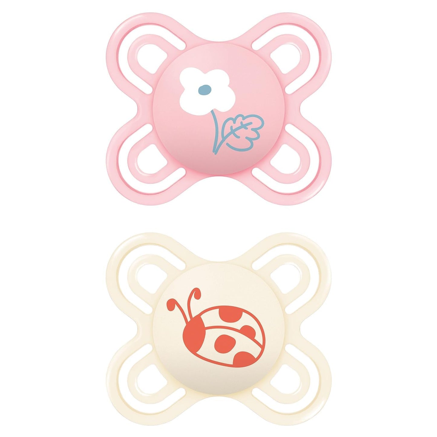 MAM Perfect Start Schnuller im 2er-Set, speziell für Neugeborene, zahnfreundlicher Baby Schnuller aus nachhaltigen & bio-erneuerbaren Materialien, mit Schnullerbox, 0-2 Monate, Biene/Schnecke - Meloni2