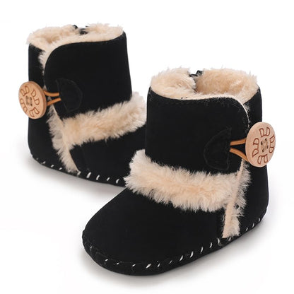 Baby Winter Warm Snow Boots Newborn Baby Girls Boys Soft Sole Buttons Fleece Boots Infant Toddler First Walker Shoes