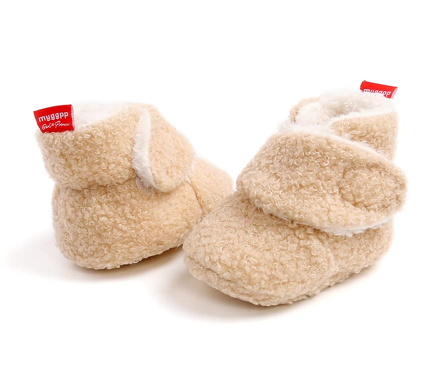 Sehfupoye Toddler Baby Boys Girls Cotton Booties Shoes Striped Soft Sole Newborn First Hiking Shoes Warm Fleece Boots 0-18M
