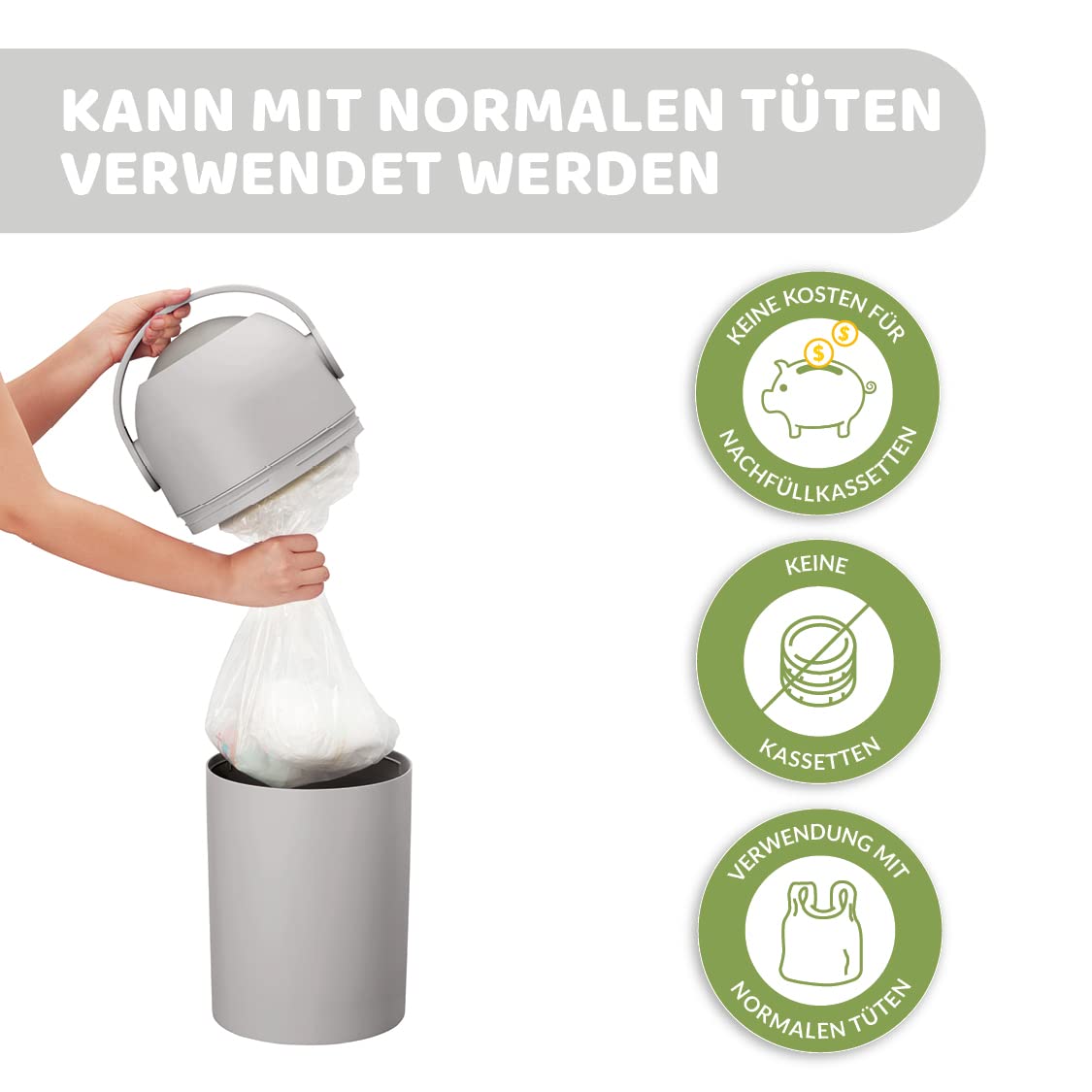Chicco Windeleimer Odour Off, geruchsdichtes System, platzsparender Baby Windeleimer mit Deckel, einfach zu benutzen und zu reinigen, Ohne Nachfüllkassetten, funktioniert mit herkömmlichen Tüten