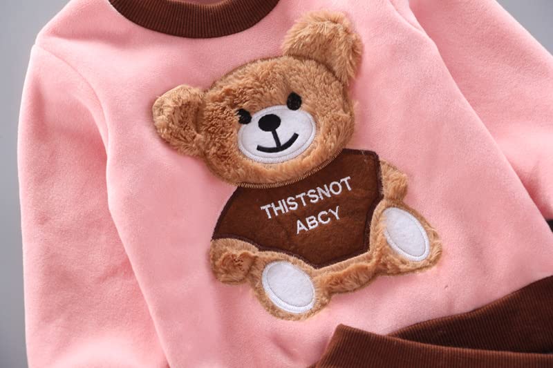 Odziezet Toddler Warm Outfit Children's Hooded Sleeveless Vest Suit Baby Winter Three Piece Outfits Child Long Sleeve Sweatshirt Trousers Sets Babies Cartoon Bear Clothing 0-4 Years