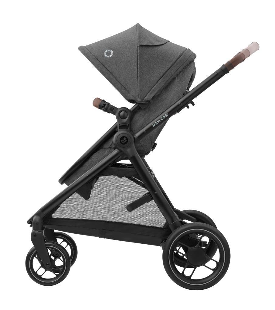 Maxi-Cosi Zelia S Trio 3-in-1 Complete Set, 0–4 Years, up to 22 kg, Foldable, Compact, Adjustable Baby Pram, with CabrioFix S i-Size Baby Seat, Accessories, Changing Bag, Grey - Meloni2
