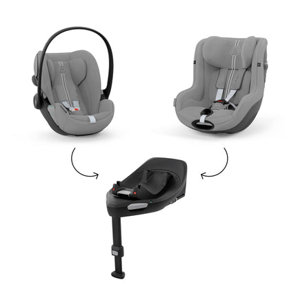 CYBEX Gold Babyschale Cloud G i-Size Comfort, Inkl. Neugeboreneneinlage, Ab Geburt bis ca. 24 Monate, Für Kinder ab 40 cm bis 87 cm, Max. 13 kg, Moon Black