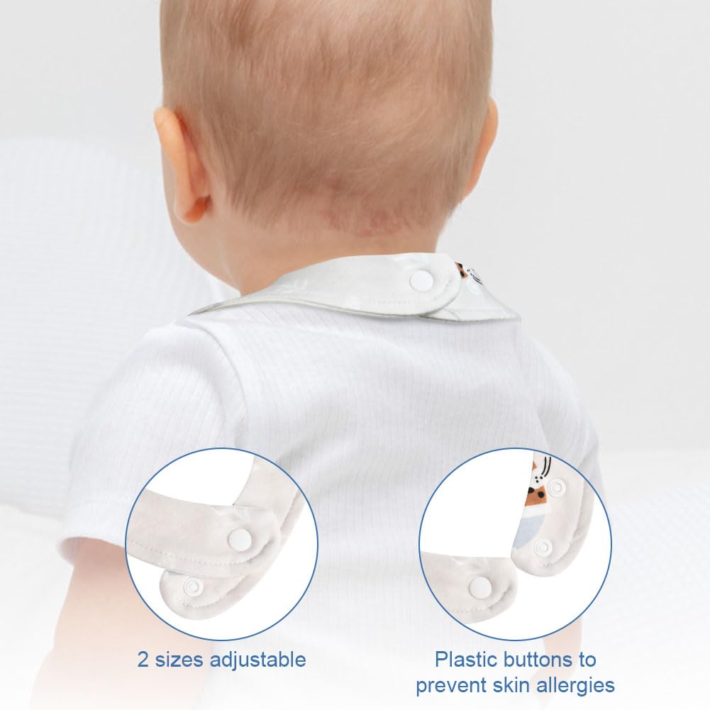 Vicloon Baby Bibs, 8 Pack Soft Absorbent and Waterproof Bibs Dribble Bibs Burp Cloths Baby with Snap Fastener for Baby Boys and Girls Toddlers 