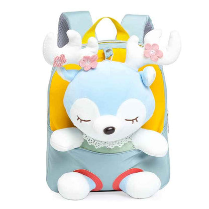 MIDSuN Small Children's Backpack, Removable Plush Doll, Nursery Backpack, Deer Nursery Backpack, Children's Bag for 2-5 Years, Nursery Boys and Girls