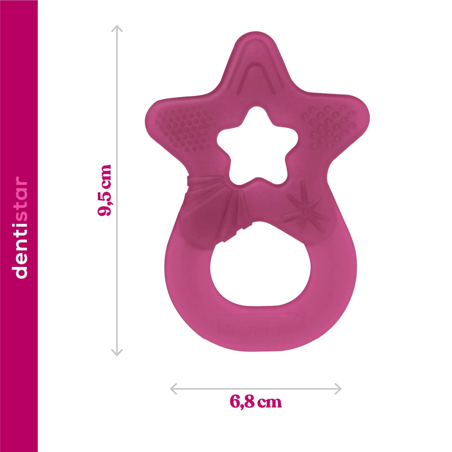 Dentistar Beißring 2er-Set – Teether für Babys & Kleinkinder ab 3 Monate – Baby Beißring mit Griff aus weichem Material zur Zahnungshilfe & Massage – Made in Germany – Pink & Lila