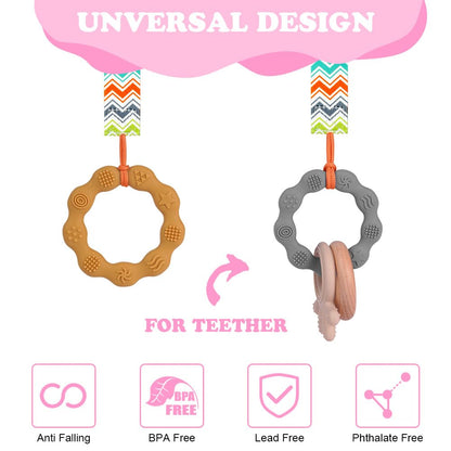 Aolso 5 Stück Baby-Schnullerkette, Schnullerclip für Baby, Schnullerhalter-Set mit Kunststoffverschluss, Baby-Beißspielzeug, passend für alle Schnuller, Schnuller und Beißspielzeug
