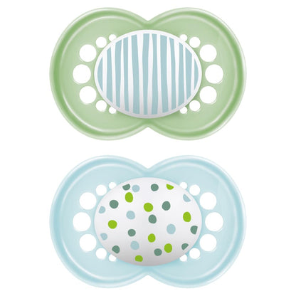 MAM Original Schnuller im 2er Set Schnuller Größe 16+ Monate, Sauger aus SkinSoft Silikon, bio-rund, mit Schnullertasche, rosa