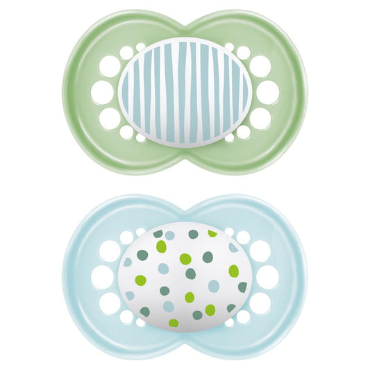 MAM Original Schnuller im 2er Set Schnuller Größe 16+ Monate, Sauger aus SkinSoft Silikon, bio-rund, mit Schnullertasche, rosa