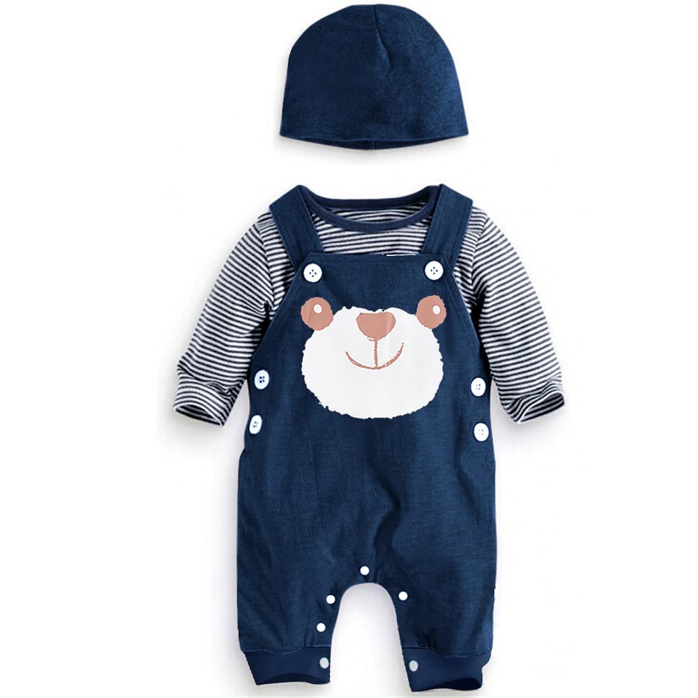 SFreeBo Baby Boys Clothing 3 Pieces Winter Baby Clothing Outfit Set Long Sleeve Cotton Striped Newborn Baby Clothing Boys 3-18 Months