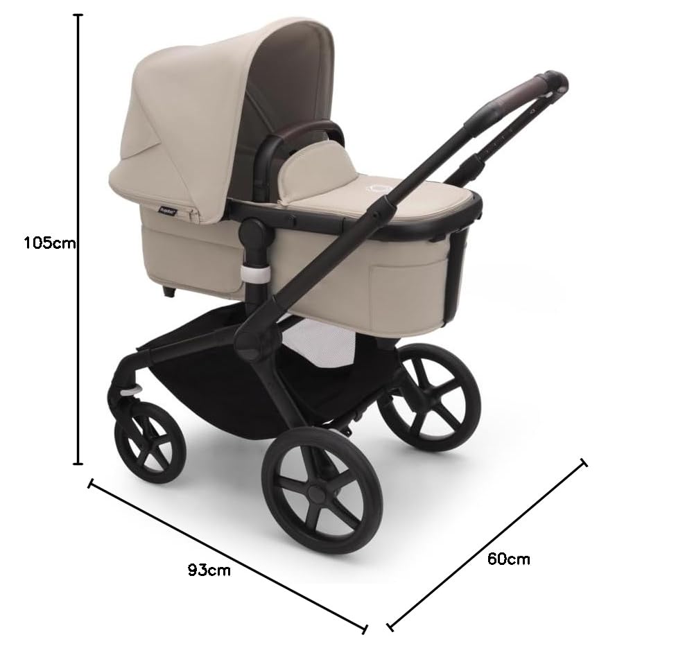 Bugaboo Fox 5, 2-in-1 Kinderwagen für jedes Gelände, mit Liegewanne und ausziehbarem Kleinkindsitz, einfach zu manövrieren und Ein-Hand Faltung, Fahrgestell in Schwarz und Sonnendach in Forest Green
